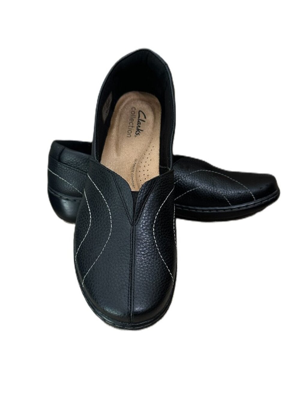 Clarks Loafers Black Leather Cora Meadow Casual Shoes Size 8.5